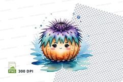 Cute sea urchin clipart Product Image 1