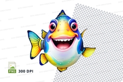 Happy cartoon fish clipart Product Image 1