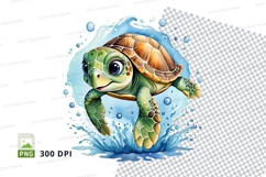 Swimming sea turtle clipart Product Image 1