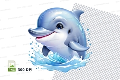 Happy dolphin clipart png Product Image 1