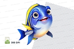 Cartoon blue fish clipart Product Image 1