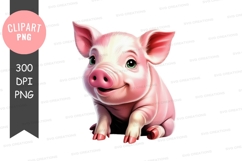 Cute pink piglet clipart png Product Image 1
