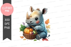 Cute baby rhino with autumn harvest Product Image 1