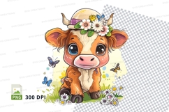 Adorable cow calf in a meadow Product Image 1