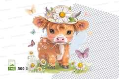 Adorable cow calf in a meadow Product Image 1