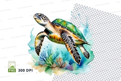 Sea turtle in coral reef Product Image 1