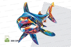 Colorful shark clipart Product Image 1