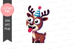Playful reindeer celebrating clip art png Product Image 1