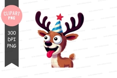 Funny reindeer celebrating birthday png Product Image 1