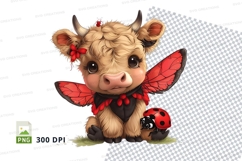 Whimsical cow with wings and ladybug Product Image 1