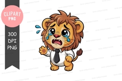 Crying lion in business attire clipart png Product Image 1