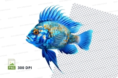 Vibrant blue fish clipart Product Image 1