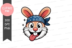 Playful bunny with bandana png Product Image 1