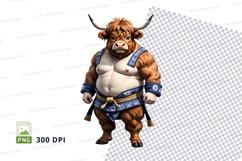 Cartoon highland cow warrior Product Image 1