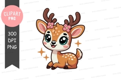 Cute cartoon deer clipart png Product Image 1