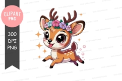 Cute cartoon deer clipart png Product Image 1