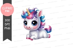 Adorable cartoon unicorn clipart png Product Image 1