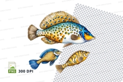 Colorful tropical fish clipart Product Image 1