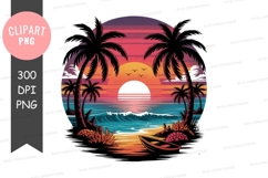 Tropical sunset clipart png Product Image 1