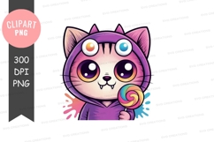 Whimsical cat with lollipop png Product Image 1