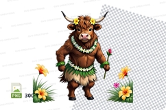Hawaiian-themed bull clipart Product Image 1