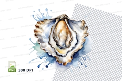 Open oyster with watercolor splash Product Image 1