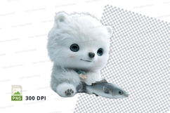 Cute polar bear with fish Product Image 1