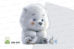 Cute polar bear with fish Product Image 1