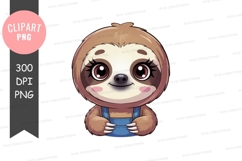 Cute cartoon sloth clipart png Product Image 1