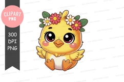 Adorable chick with flower crown clipart png Product Image 1