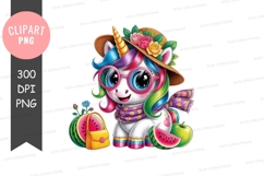 Colorful unicorn with summer accessories png Product Image 1