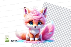 Cute pink fox clipart Product Image 1