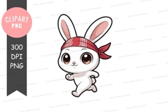 Cute rabbit with bandana clipart png Product Image 1