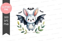 Cute bat bunny clipart png Product Image 1