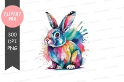 Colorful rabbit clipart png Product Image 1