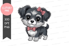 Adorable puppy with bow clipart png Product Image 1