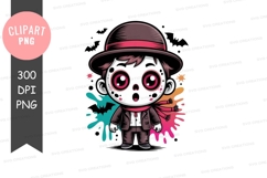 Whimsical skull character clipart png Product Image 1