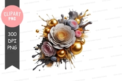 Elegant floral bouquet with golden accents clipart png Product Image 1