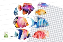 Colorful tropical fish clipart Product Image 1