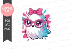 Cute ghost with sunglasses and bow png Product Image 1