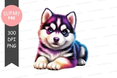 Colorful husky puppy clipart png Product Image 1