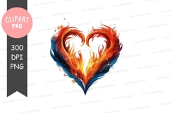 Fiery heart clipart png Product Image 1