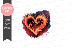 Flame heart clipart png Product Image 1