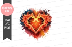 Fiery heart clipart png Product Image 1
