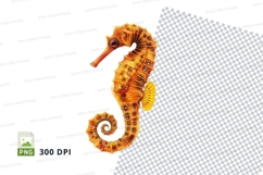 Orange seahorse clipart Product Image 1
