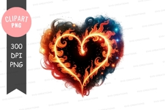 Fiery heart clipart png Product Image 1