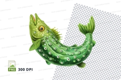 Green fish clipart Product Image 1