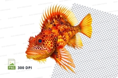 Vibrant orange fish clipart Product Image 1
