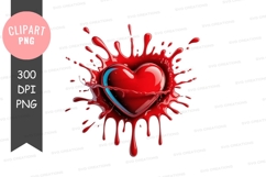 Broken heart with blood splash clipart png Product Image 1