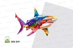 Colorful shark clipart Product Image 1